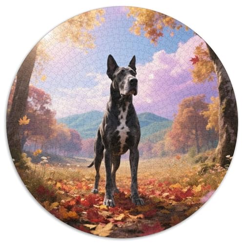 Großen DänenAnspruchsvolles 1000-teiliges Rundes Puzzle MitHaustierhund, Perfekt Für Kreative Köpfe Im Atelier Oder Hobbyraum 1000pcs (67.5x67.5cm) von QEVAWPAE