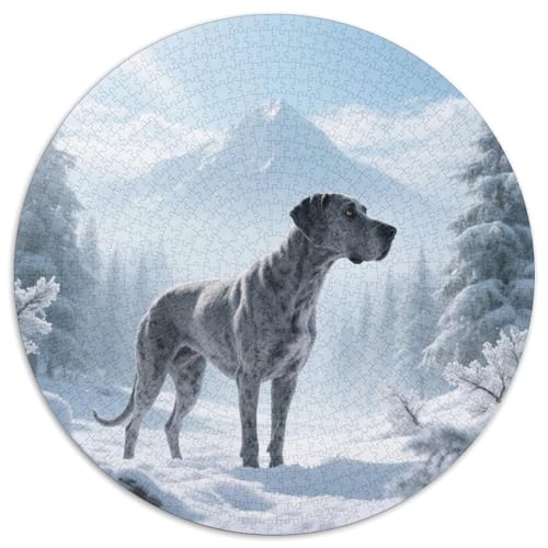 Großen DänenPuzzle Im Rundformat MitHaustierhund, 1000 Teile Als Anspruchsvolle Geduldsprobe 1000pcs (67.5x67.5cm) von QEVAWPAE