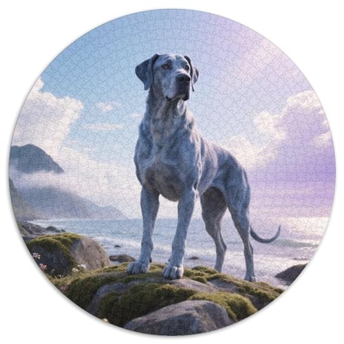 Großen DänenRundpuzzle Mit 1000 Teilen UndHaustierhund, EIN Herausforderndes Erlebnis Für Ruhige Abende Im Wohnzimmer, Ideal Für Erwachsene 1000pcs (67.5x67.5cm) von QEVAWPAE