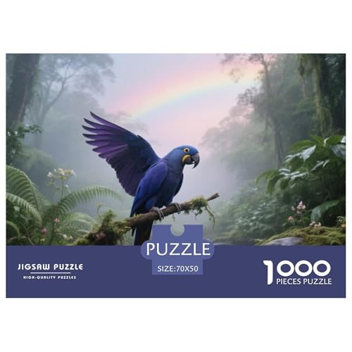 Hyazinthe Macaw1000 Stück Rundes Puzzle Ausgewogene Schwierigkeit Für Alle Generationen Logische Stärkung Vogel Couchtisch Dekoration Wandaufhänger 70x50cm/1000pcs von QEVAWPAE
