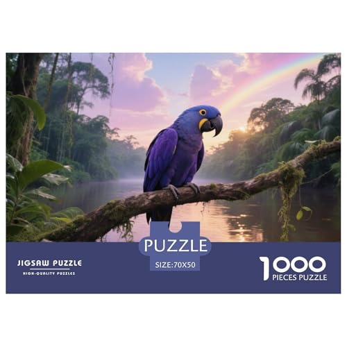 Hyazinthe Macaw1000 Stück Rundes Puzzle Einfach Für Anfänger Kognitive Fähigkeiten Freizeit Logikspiel Vogel Hervorragend Als Geschenk Dekoration 70x50cm/1000pcs von QEVAWPAE