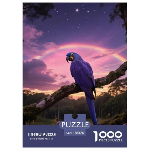 Hyazinthe Macaw1000 Stück Rundes Puzzle Fesselnd Für Jugendliche Und Erwachsene Fantasievolles Design Vogel Künstlerische Präsentation 38x26cm/1000pcs von QEVAWPAE