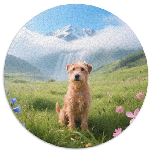 Irischer TerrierBeruhigendes Puzzle Im Runden Format MitHaustierhund, 1000 Teile, Für Kreative Erwachsene Und Jugendliche 1000pcs (67.5x67.5cm) von QEVAWPAE
