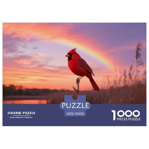 Kardinal des Nordens1000 Stück Rundes Puzzle Anspruchsvoll Für Erwachsene Mentales Training Geduld Konzentration Vogel Ideal Zur Entspannung Wandbild 70x50cm/1000pcs von QEVAWPAE