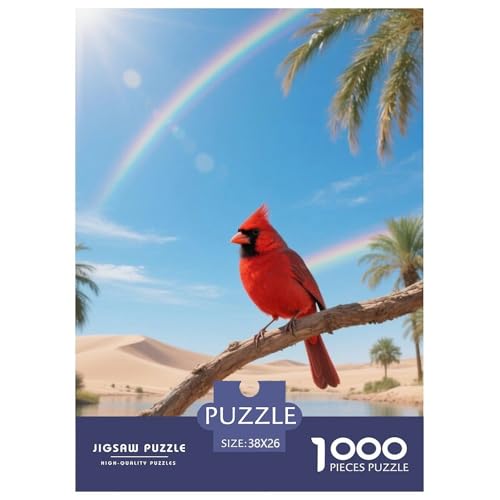 Kardinal des Nordens1000 Stück Rundes Puzzle Fortgeschrittenes Niveau Für Jugendliche Und Erwachsene Gehirntraining Visuelles Lernen Vogel Optimal Für Bildungseinrichtungen 38x26cm/1000pcs von QEVAWPAE
