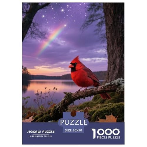 Kardinal des Nordens1000 Stück Rundes Puzzle Interaktive Aktivität Familiäre Zusammenarbeit Training Vogel Perfekt Für Regentage Wandkunst 70x50cm/1000pcs von QEVAWPAE