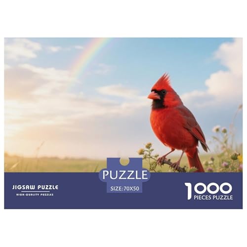 Kardinal des Nordens1000 Stück Rundes Puzzle Mittlerer Schwierigkeitsgrad Für Paare Visuelle Stimulation Denkförderung Vogel Perfekt Für Date Nights Rahmen Dekor 70x50cm/1000pcs von QEVAWPAE