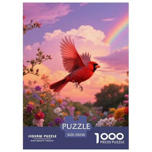 Kardinal des Nordens1000 Stück Rundes Puzzle Motivierendes Spiel Für Erwachsene Und Jugendliche Geistige Anregung Vogel Entspannung Wanddekoration 70x50cm/1000pcs von QEVAWPAE