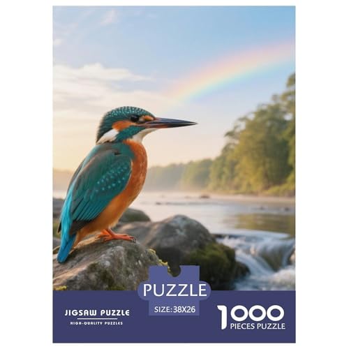 Königfischer1000 Stück Rundes Puzzle Anspruchsvoll Für Erwachsene Mentales Training Geduld Konzentration Vogel Ideal Zur Entspannung Wandbild 38x26cm/1000pcs von QEVAWPAE