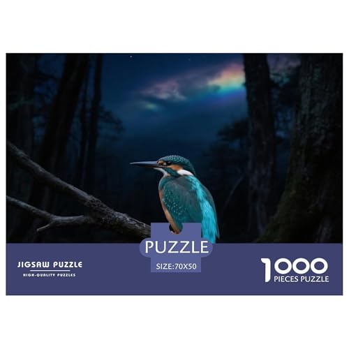 Königfischer1000 Stück Rundes Puzzle Ausgewogene Schwierigkeit Für Alle Generationen Logische Stärkung Vogel Couchtisch Dekoration Wandaufhänger 70x50cm/1000pcs von QEVAWPAE