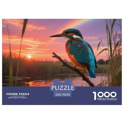 Königfischer1000 Stück Rundes Puzzle Ausgewogene Schwierigkeit Für Alle Generationen Logische Stärkung Vogel Couchtisch Dekoration Wandaufhänger 70x50cm/1000pcs von QEVAWPAE