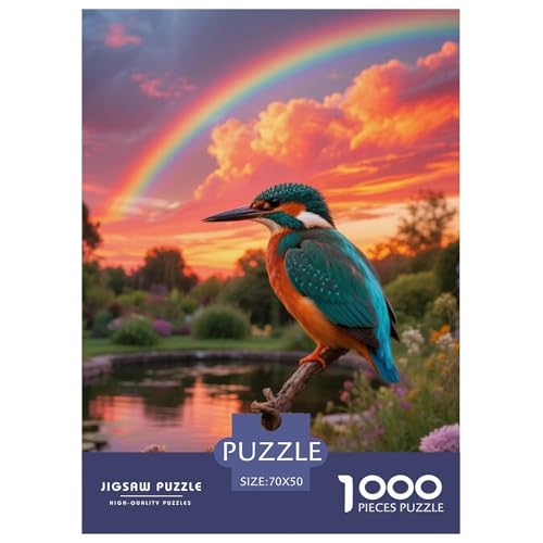 Königfischer1000 Stück Rundes Puzzle Für Anfänger Ab 12 Jahren Konzentrationstraining Vogel Freizeit Tischdisplay 70x50cm/1000pcs von QEVAWPAE