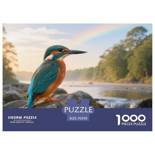 Königfischer1000 Stück Rundes Puzzle Gemächliches Tempo Für Senioren Gedächtnisspiel Vogel Ruhige Umgebung Wanddekoration 70x50cm/1000pcs von QEVAWPAE