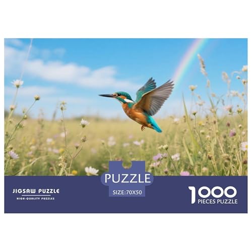 Königfischer1000 Stück Rundes Puzzle Herausforderung Für Erwachsene Und Jugendliche Gehirntraining Vogel Wohnzimmerdekoration Kunstfokus 70x50cm/1000pcs von QEVAWPAE
