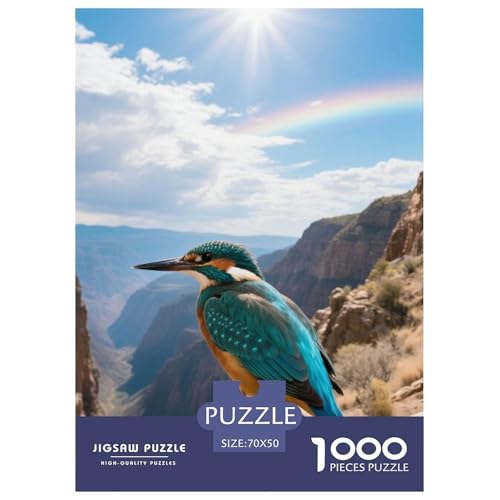 Königfischer1000 Stück Rundes Puzzle Leichte Schwierigkeit Für Kinder Und Jugendliche Fähigkeitenentwicklung Vogel Künstlerische Kreation Perfekt Für Klasse 70x50cm/1000pcs von QEVAWPAE