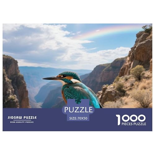 Königfischer1000 Stück Rundes Puzzle Mehrschichtige Details Für Designer Und Künstler Künstlerische Komplexität Vogel Atelier Dekor Oder Geschenk 70x50cm/1000pcs von QEVAWPAE