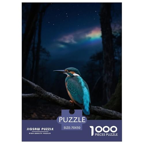 Königfischer1000 Stück Rundes Puzzle Mentales Training Familienbeteiligung Feinmotorik Teamarbeit Vogel Spieleabend Tischzentrum 70x50cm/1000pcs von QEVAWPAE