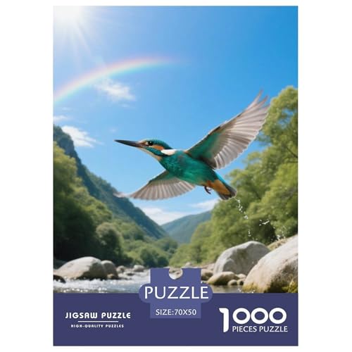 Königfischer1000 Stück Rundes Puzzle Moderate Herausforderung Für Erwachsene Strategisches Denken Gedächtnistraining Vogel Geburtstagsgeschenk Entspannung 70x50cm/1000pcs von QEVAWPAE