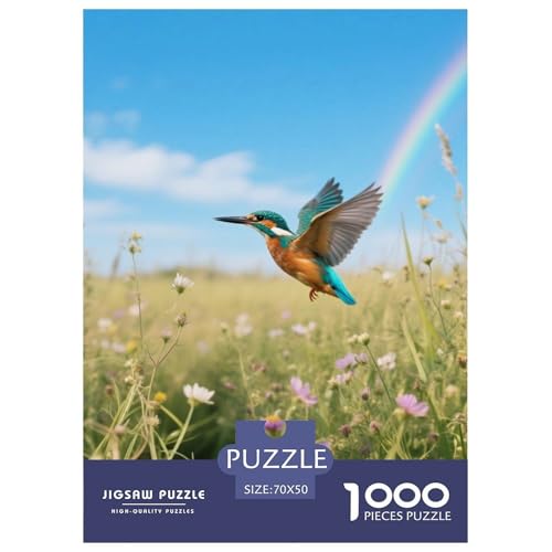 Königfischer1000 Stück Rundes Puzzle Motivierendes Spiel Für Erwachsene Und Jugendliche Geistige Anregung Vogel Entspannung Wanddekoration 70x50cm/1000pcs von QEVAWPAE