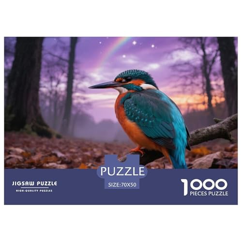 Königfischer1000 Stück Rundes Puzzle Motivierendes Spiel Für Erwachsene Und Jugendliche Geistige Anregung Vogel Entspannung Wanddekoration 70x50cm/1000pcs von QEVAWPAE