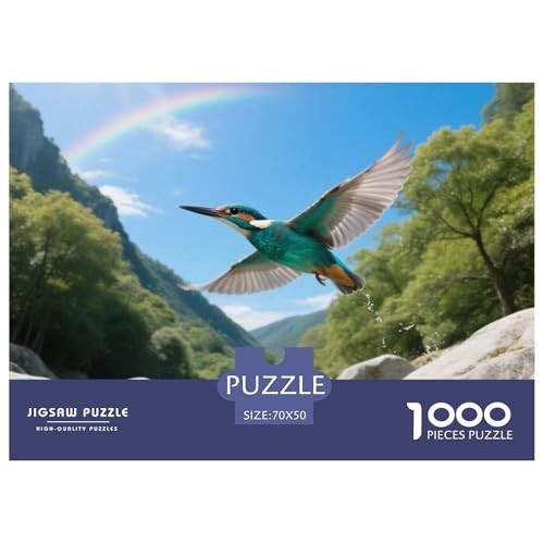 Königfischer1000 Stück Rundes Puzzle Unterhaltsames Logikspiel Für Paare Kreative Interaktion Vogel Dekorationsidee Date Night 70x50cm/1000pcs von QEVAWPAE