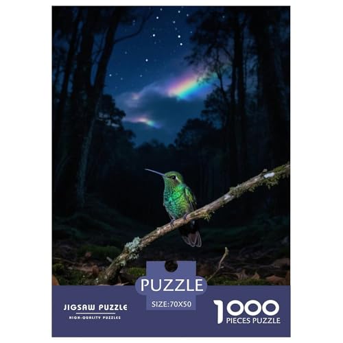Kolibri1000 Stück Rundes Puzzle Anspruchsvoll Für Ältere Kinder Pädagogisches Spiel Mentale Disziplin Vogel Puzzleausstellung Buchhandlung 70x50cm/1000pcs von QEVAWPAE