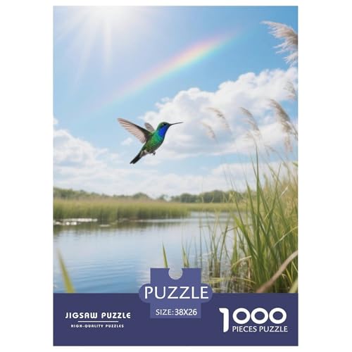 Kolibri1000 Stück Rundes Puzzle Einfach Für Anfänger Kognitive Fähigkeiten Freizeit Logikspiel Vogel Hervorragend Als Geschenk Dekoration 38x26cm/1000pcs von QEVAWPAE