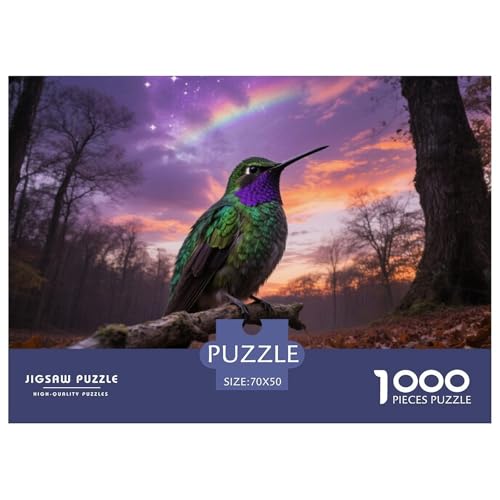 Kolibri1000 Stück Rundes Puzzle Für Familien Logisches Denken Kreativitätsförderung Für Junge Menschen Vogel Familienzeit Wohnzimmerdekoration 70x50cm/1000pcs von QEVAWPAE