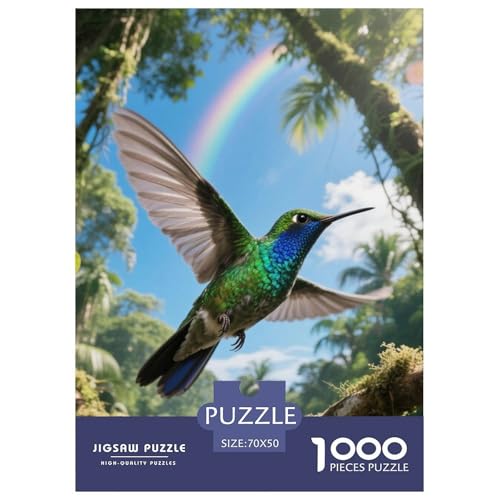 Kolibri1000 Stück Rundes Puzzle Interaktive Aktivität Familiäre Zusammenarbeit Training Vogel Perfekt Für Regentage Wandkunst 70x50cm/1000pcs von QEVAWPAE