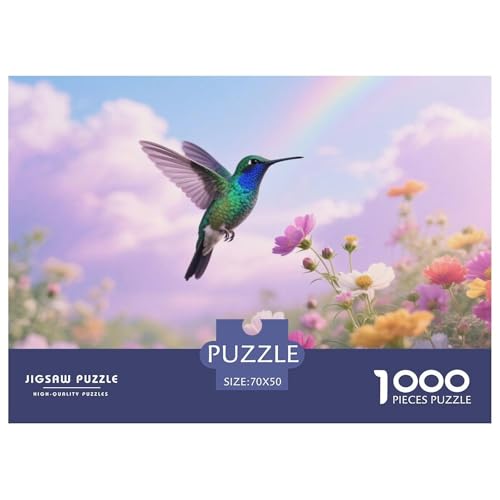 Kolibri1000 Stück Rundes Puzzle Künstlerische Aufgabe Für Alle Altersgruppen Inspirierende Kreativität Vogel Edles Geschenk Inneneinrichtung 70x50cm/1000pcs von QEVAWPAE