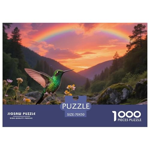 Kolibri1000 Stück Rundes Puzzle Mittlerer Schwierigkeitsgrad Für Paare Hand-Auge-Koordination Vogel Perfekt Für Wanddeko Geschenk 70x50cm/1000pcs von QEVAWPAE