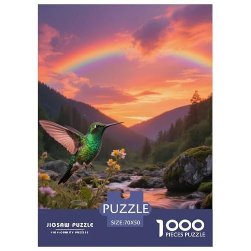 Kolibri1000 Stück Rundes Puzzle Moderate Herausforderung Für Studenten Und Erwachsene Gehirnjogging Vogel Wohnheim Dekoration Studiengeschenk 70x50cm/1000pcs von QEVAWPAE