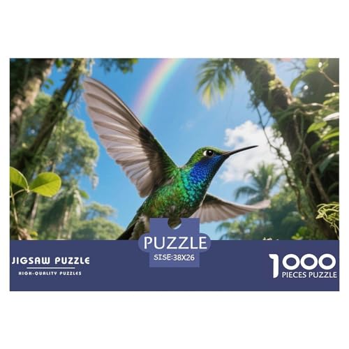 Kolibri1000 Stück Rundes Puzzle Motivierendes Spiel Für Erwachsene Und Jugendliche Geistige Anregung Vogel Entspannung Wanddekoration 38x26cm/1000pcs von QEVAWPAE