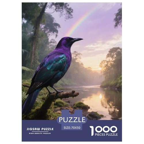 Lila Starling1000 Stück Rundes Puzzle Einfach Und Spaß Für Senioren Visuelle Aufmerksamkeit Langsames Hobby Vogel Ruhestand Geschenk Wohnkultur 70x50cm/1000pcs von QEVAWPAE