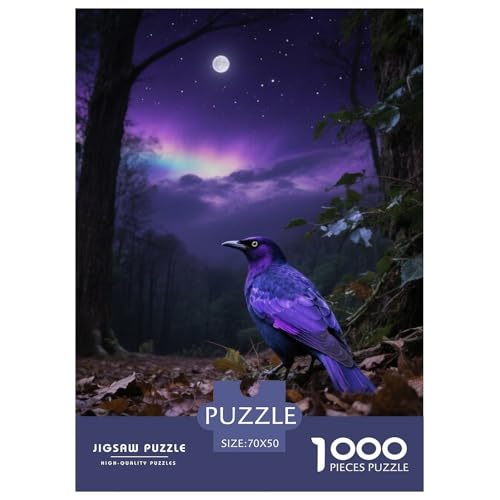 Lila Starling1000 Stück Rundes Puzzle Für Familien Logisches Denken Kreativitätsförderung Für Junge Menschen Vogel Familienzeit Wohnzimmerdekoration 70x50cm/1000pcs von QEVAWPAE