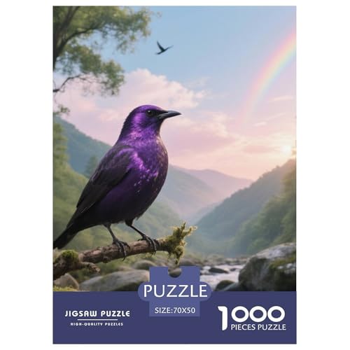 Lila Starling1000 Stück Rundes Puzzle Für Puzzlefans Mittlerer Schwierigkeitsgrad Geduld Handwerk Vogel Geburtstagsfeier Überraschung 70x50cm/1000pcs von QEVAWPAE