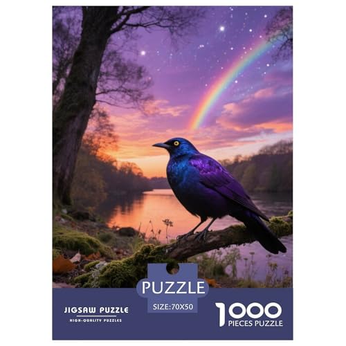 Lila Starling1000 Stück Rundes Puzzle Mittlere Komplexität Für Jugendliche Fähigkeitsschärfung Vogel Puzzle Präsentation 70x50cm/1000pcs von QEVAWPAE
