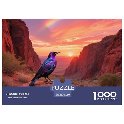 Lila Starling1000 Stück Rundes Puzzle Mittlerer Schwierigkeitsgrad Für Paare Hand-Auge-Koordination Vogel Perfekt Für Wanddeko Geschenk 70x50cm/1000pcs von QEVAWPAE