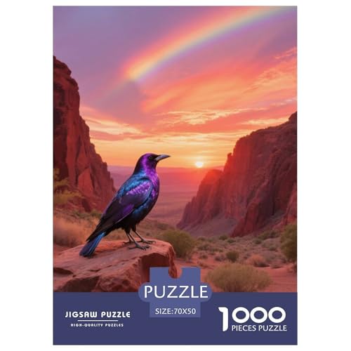 Lila Starling1000 Stück Rundes Puzzle Moderate Herausforderung Für Studenten Und Erwachsene Gehirnjogging Vogel Wohnheim Dekoration Studiengeschenk 70x50cm/1000pcs von QEVAWPAE