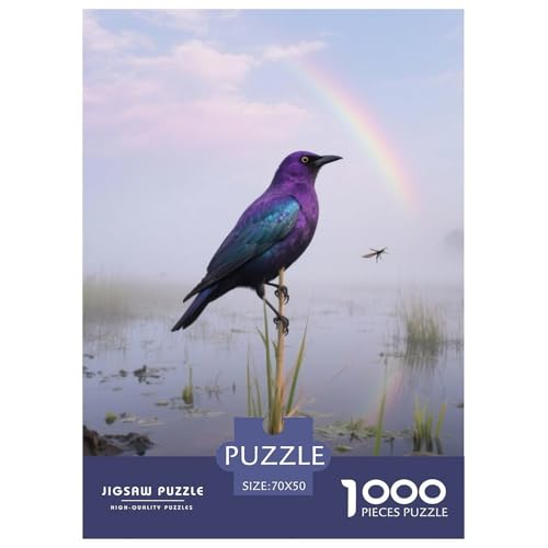 Lila Starling1000 Stück Rundes Puzzle Ruhiges Tempo Für Großeltern Und Kinder Sanftes Gehirntraining Vogel Schönes Geschenk Familienspaß 70x50cm/1000pcs von QEVAWPAE