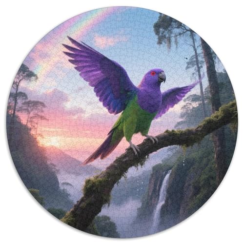 Lila-geflügelter Papagei1000 Stück Rundes Puzzle Anspruchsvoll Für Erwachsene Mentales Training Geduld KonzentrationVogel Ideal Zur Entspannung Wandbild 1000pcs (67.5x67.5cm) von QEVAWPAE