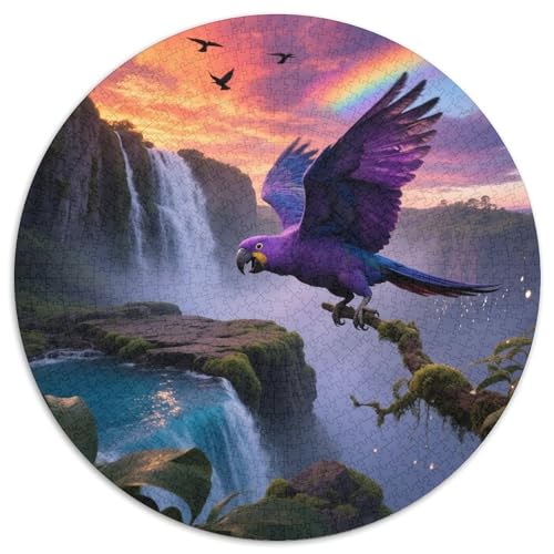 Lila-geflügelter Papagei1000 Stück Rundes Puzzle Komplex Für Puzzleliebhaber Gedächtnisverbesserung FeinmotorikVogel Wohnraumdekoration Für Sammler 1000pcs (67.5x67.5cm) von QEVAWPAE