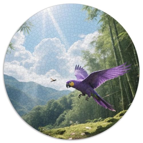 Lila-geflügelter Papagei1000 Stück Rundes Puzzle Motivierendes Spiel Für Erwachsene Und Jugendliche Geistige AnregungVogel Entspannung Wanddekoration 1000pcs (67.5x67.5cm) von QEVAWPAE