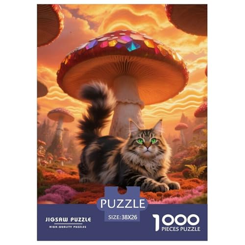 Maine Coon, 1000-Teile-Puzzlespiel, Visuell Beeindruckendes Design, Sammlerstück, Ab 10 Jahren,Haustier Katze, 38x26cm/1000pcs von QEVAWPAE