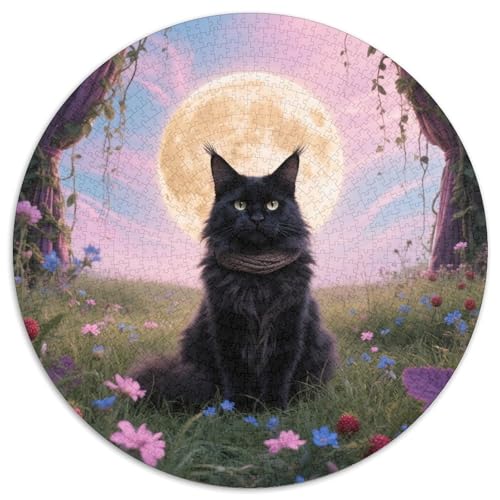 Maine CoonEinzigartiges 1000-Teile-Rundpuzzle MitHaustier Katze, Geeignet Für Den Couchtisch Oder Hobbyraum 1000pcs (67.5x67.5cm) von QEVAWPAE