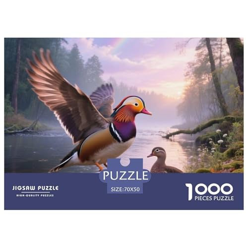Mandarin Ente1000 Stück Rundes Puzzle Familienbindung Für Alle Altersgruppen Achtsame Aktivität Lernhilfe Vogel Gerahmte Wandgestaltung 70x50cm/1000pcs von QEVAWPAE