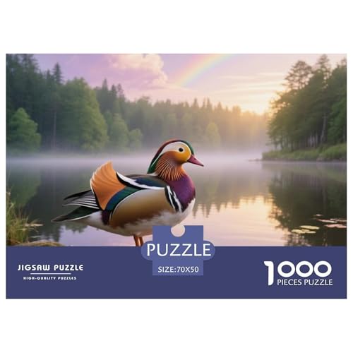 Mandarin Ente1000 Stück Rundes Puzzle Faszinierende Herausforderung Empfohlen Ab 12 Jahren Logische Fähigkeiten Künstlerischer Wert Vogel Unvergessliches Geschenk Sammlung 70x50cm/1000pcs von QEVAWPAE