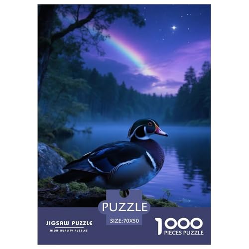 Mandarin Ente1000 Stück Rundes Puzzle Hoher Schwierigkeitsgrad Für Experten Problemlösung Konzentration Verbesserung Vogel Elegante Dekoration Geschenkidee 70x50cm/1000pcs von QEVAWPAE