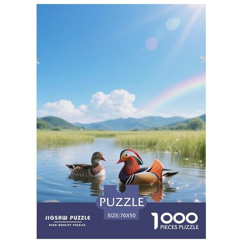 Mandarin Ente1000 Stück Rundes Puzzle Hoher Schwierigkeitsgrad Für Experten Problemlösung Konzentration Verbesserung Vogel Elegante Dekoration Geschenkidee 70x50cm/1000pcs von QEVAWPAE