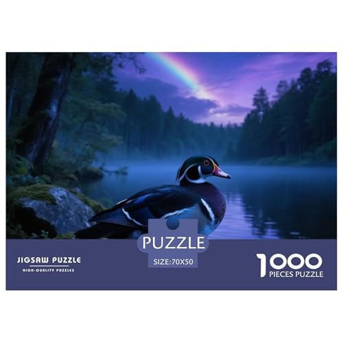 Mandarin Ente1000 Stück Rundes Puzzle Mehrschichtige Details Für Designer Und Künstler Künstlerische Komplexität Vogel Atelier Dekor Oder Geschenk 70x50cm/1000pcs von QEVAWPAE